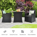 3 Pieces Patio Rattan Furniture Set with Cushion and Sofa Armrest by LJGDeals