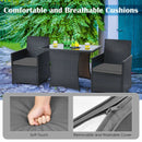 3 Pieces Patio Rattan Furniture Set with Cushion and Sofa Armrest by LJGDeals