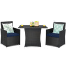 3 Pieces Patio Rattan Furniture Set with Cushion and Sofa Armrest by LJGDeals