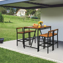 5 Pieces Outdoor Acacia Wood and PE Rattan Bar Set by LJGDeals