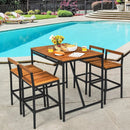 5 Pieces Outdoor Acacia Wood and PE Rattan Bar Set by LJGDeals