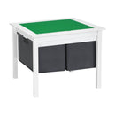 2-in-1 Kids Double-sided Activity Building Block Table with Drawers-White by LJGDeals