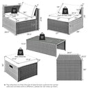 8 Pieces Patio Rattan Furniture Set with Storage Waterproof Cover and Cushion by LJGDeals