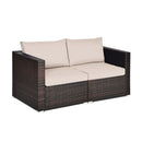 2PCS Patio Rattan Sectional Conversation Sofa Set-Black by DirectDeals