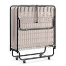 Rollaway Guest Bed with Sturdy Steel Frame and Memory Foam Mattress Made in Italy-Beige