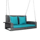 2-Person Patio Rattan Porch Swing with Cushions-Black by DirectDeals