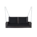 2-Person Patio Rattan Porch Swing with Cushions-Black