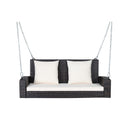 2-Person Patio Rattan Porch Swing with Cushions-Black by DirectDeals