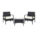 3 Pieces Patio Wicker Rattan Furniture Set with Cushion for Lawn Backyard by LJGDeals
