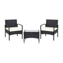 3 Pieces Patio Wicker Rattan Furniture Set with Cushion for Lawn Backyard