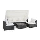 6 Pieces Patio Rattan Furniture Set with Retractable Canopy by DirectDeals