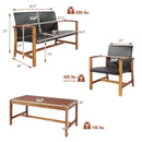 4 Pieces PE Rattan Patio Furniture Set with Solid Acacia Wood by LJGDeals