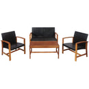 4 Pieces PE Rattan Patio Furniture Set with Solid Acacia Wood by DirectDeals