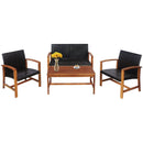 4 Pieces PE Rattan Patio Furniture Set with Solid Acacia Wood by LJGDeals