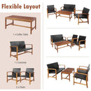 4 Pieces PE Rattan Patio Furniture Set with Solid Acacia Wood by LJGDeals