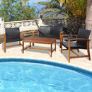 4 Pieces PE Rattan Patio Furniture Set with Solid Acacia Wood by LJGDeals