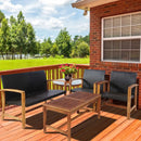 4 Pieces PE Rattan Patio Furniture Set with Solid Acacia Wood by LJGDeals