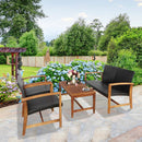 4 Pieces PE Rattan Patio Furniture Set with Solid Acacia Wood by DirectDeals