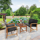 4 Pieces PE Rattan Patio Furniture Set with Solid Acacia Wood by LJGDeals