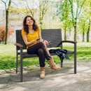 Outdoor Patio Rattan Wicker Bench with Armrest for Garden by LJGDeals