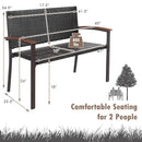 Outdoor Patio Rattan Wicker Bench with Armrest for Garden by LJGDeals