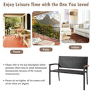 Outdoor Patio Rattan Wicker Bench with Armrest for Garden by LJGDeals