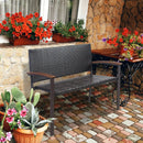 Outdoor Patio Rattan Wicker Bench with Armrest for Garden by LJGDeals
