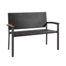Outdoor Patio Rattan Wicker Bench with Armrest for Garden by LJGDeals