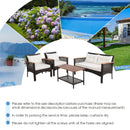 4 Pieces Patio Rattan Acacia Wood Furniture Set with Cushions and Armrest by DirectDeals