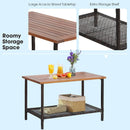 4 Pieces Patio Rattan Acacia Wood Furniture Set with Cushions and Armrest by LJGDeals