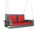 2-Person Patio PE Wicker Hanging Porch Swing Bench Chair Cushion 800 Pounds by LJGDeals