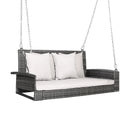 2-Person Patio PE Wicker Hanging Porch Swing Bench Chair Cushion 800 Pounds by DirectDeals