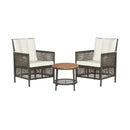 3 Pieces Patio Rattan Furniture Set with Cushioned Sofas and Wood Table Top-White by LJGDeals