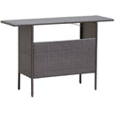 Outdoor Wicker Bar Table with 2 Metal Mesh Shelves by LJGDeals