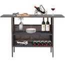 Outdoor Wicker Bar Table with 2 Metal Mesh Shelves by LJGDeals