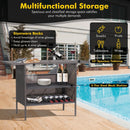 Outdoor Wicker Bar Table with 2 Metal Mesh Shelves by LJGDeals