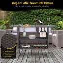 Outdoor Wicker Bar Table with 2 Metal Mesh Shelves by LJGDeals
