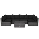 7 Pieces Patio Rattan Furniture Set Sectional Sofa Garden Cushion by LJGDeals