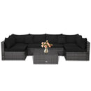 7 Pieces Patio Rattan Furniture Set Sectional Sofa Garden Cushion by LJGDeals