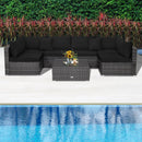 7 Pieces Patio Rattan Furniture Set Sectional Sofa Garden Cushion by LJGDeals