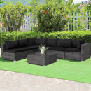 7 Pieces Patio Rattan Furniture Set Sectional Sofa Garden Cushion by LJGDeals
