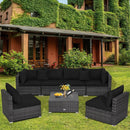 7 Pieces Patio Rattan Furniture Set Sectional Sofa Garden Cushion by LJGDeals