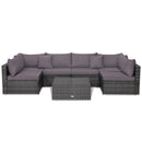7 Pieces Patio Rattan Furniture Set Sectional Sofa Garden Cushion by LJGDeals