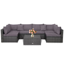 7 Pieces Patio Rattan Furniture Set Sectional Sofa Garden Cushion