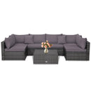 7 Pieces Patio Rattan Furniture Set Sectional Sofa Garden Cushion by LJGDeals