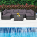 7 Pieces Patio Rattan Furniture Set Sectional Sofa Garden Cushion by LJGDeals