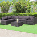 7 Pieces Patio Rattan Furniture Set Sectional Sofa Garden Cushion by LJGDeals