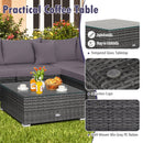 7 Pieces Patio Rattan Furniture Set Sectional Sofa Garden Cushion