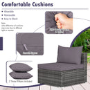 7 Pieces Patio Rattan Furniture Set Sectional Sofa Garden Cushion