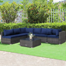 7 Pieces Patio Rattan Furniture Set Sectional Sofa Garden Cushion by LJGDeals